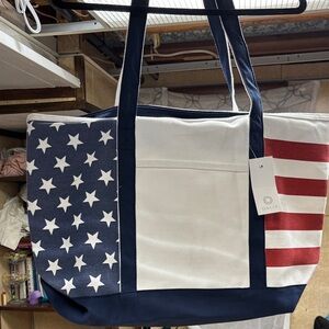 American Flag Canvas Tote Bag